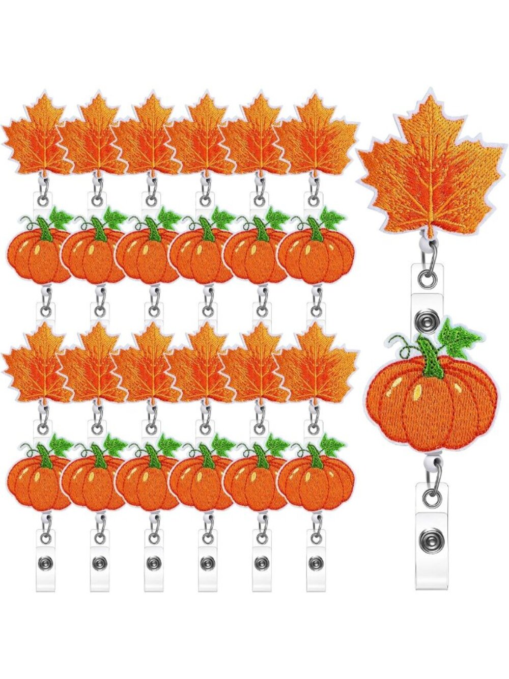 24 Pcs Fall Badge Reels - Thanksgiving Felt Retractable Holders for Work